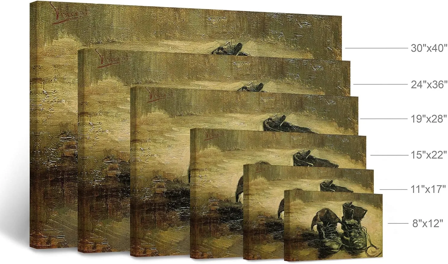 Smile Art Design Vincent Van Gogh A pair of shoes 1886 Canvas Wall Art Print Artwork Classic Modern Art Living Room Bedroom Decor Ready to Hang Made in the USA - 15x22