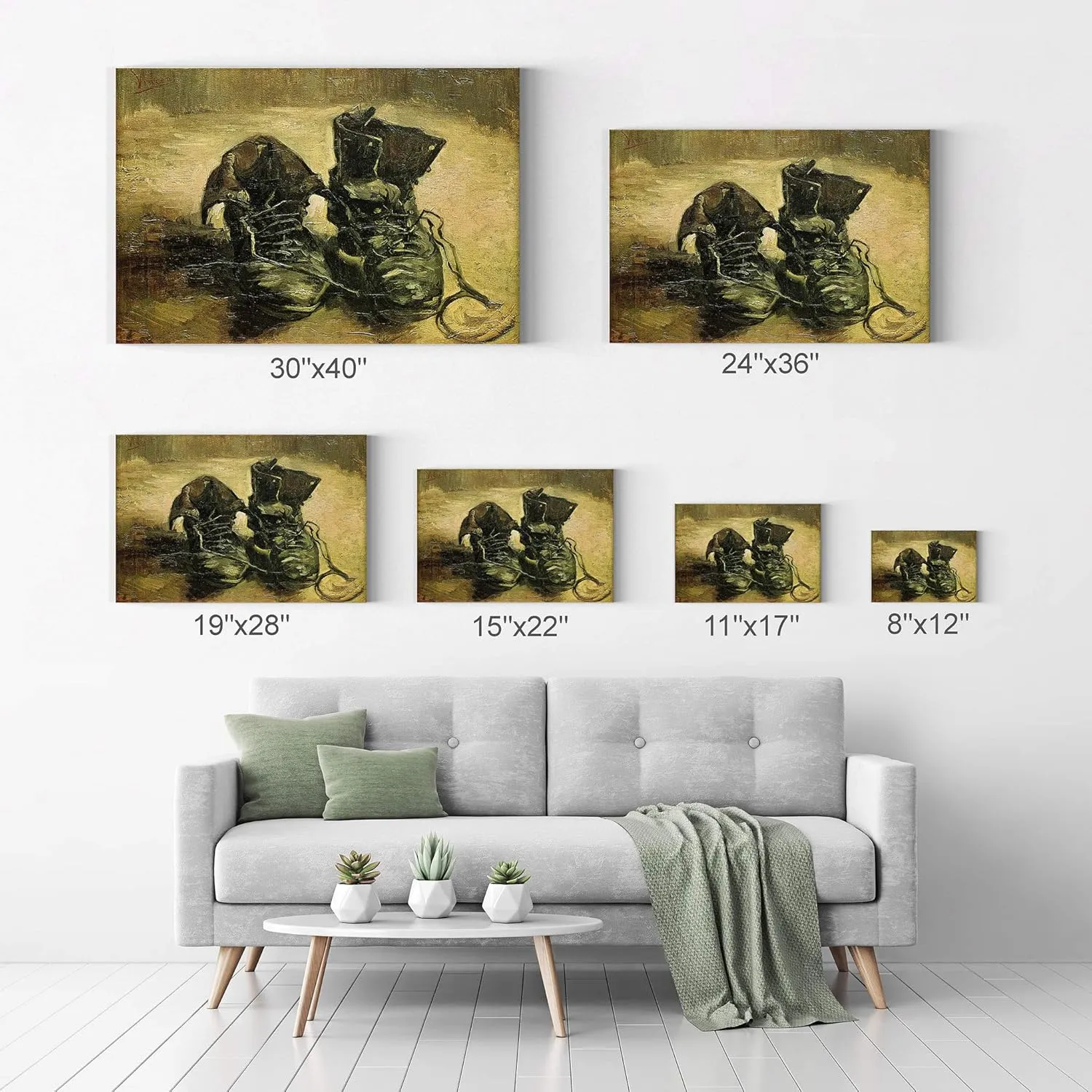 Smile Art Design Vincent Van Gogh A pair of shoes 1886 Canvas Wall Art Print Artwork Classic Modern Art Living Room Bedroom Decor Ready to Hang Made in the USA - 15x22