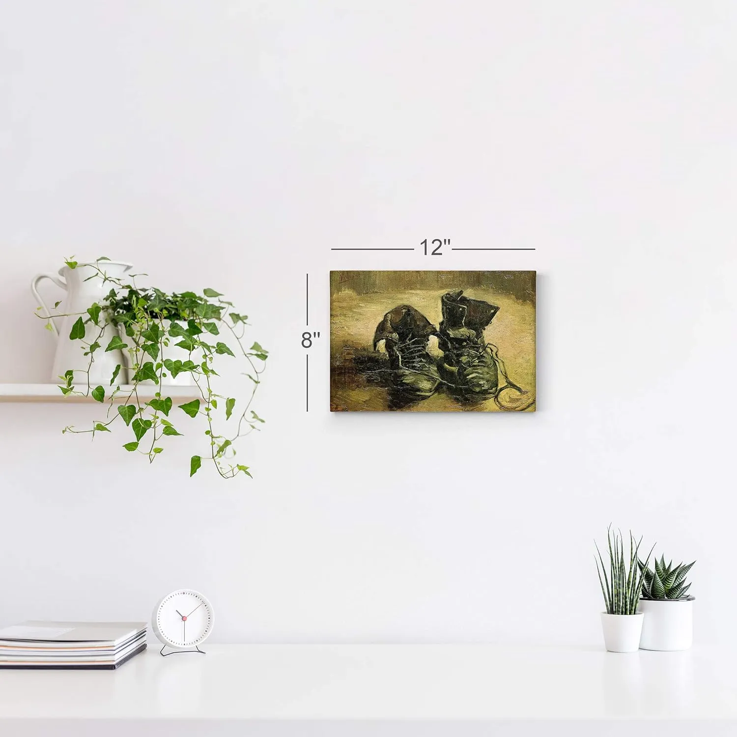 Smile Art Design Vincent Van Gogh A pair of shoes 1886 Canvas Wall Art Print Artwork Classic Modern Art Living Room Bedroom Decor Ready to Hang Made in the USA - 15x22