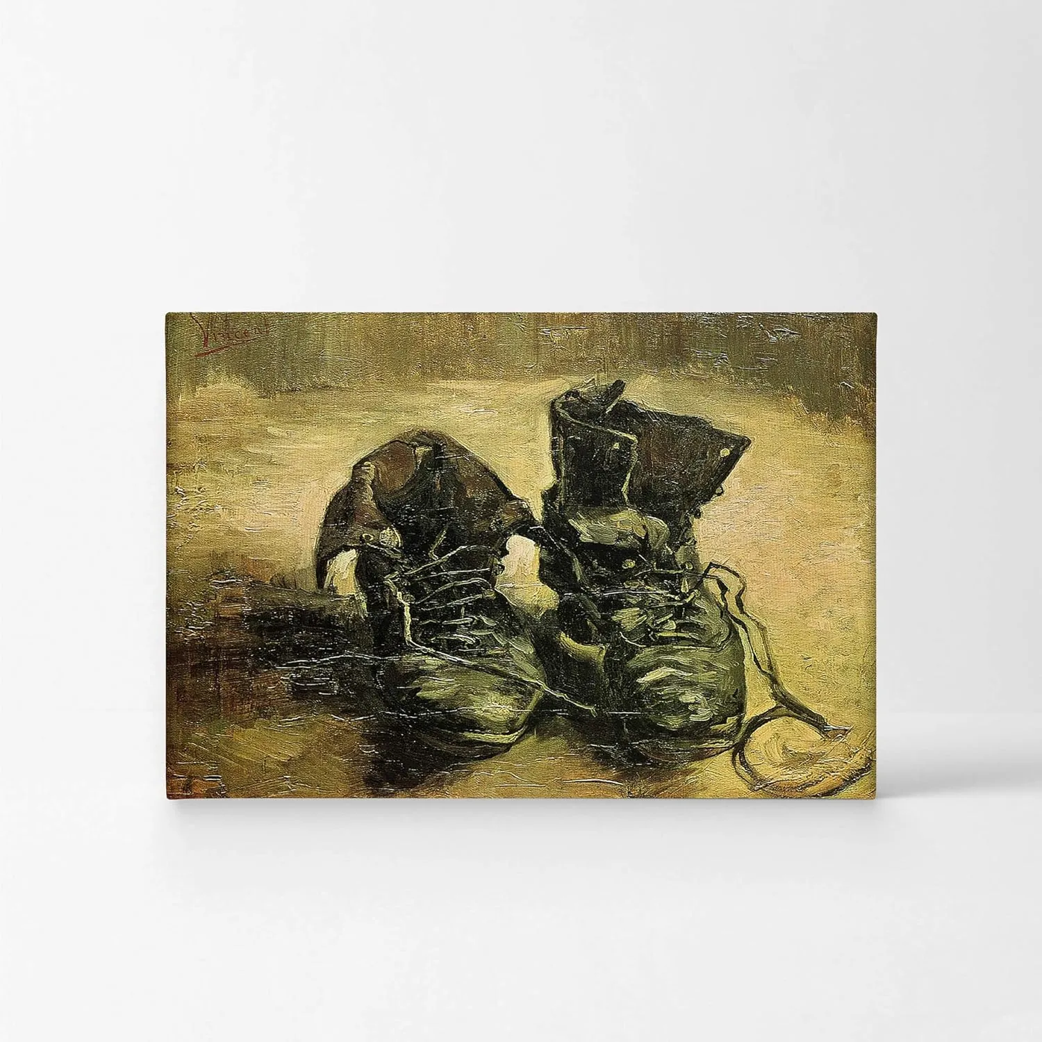 Smile Art Design Vincent Van Gogh A pair of shoes 1886 Canvas Wall Art Print Artwork Classic Modern Art Living Room Bedroom Decor Ready to Hang Made in the USA - 15x22