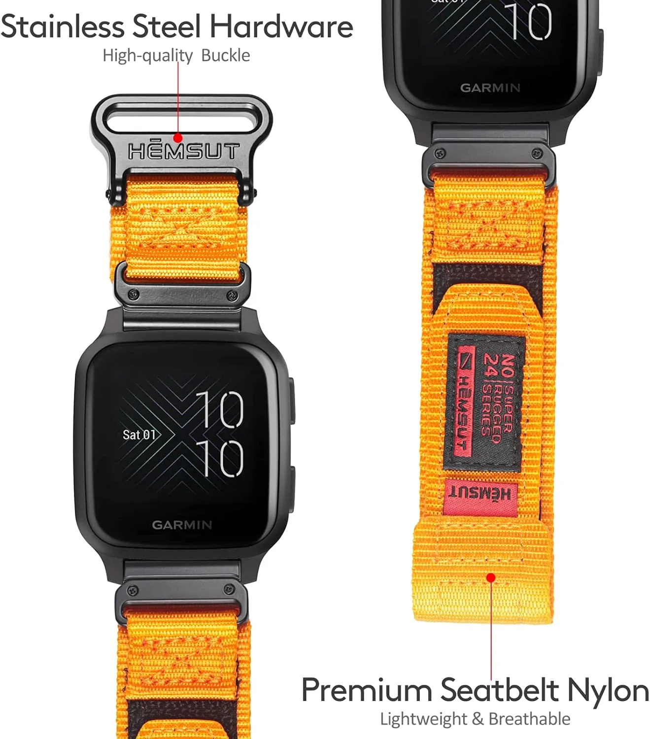 SMITHA Compatible for Garmin Watch Band Venu/Venu Sq/Venu Sq Music/Venu 2/Venu 3 Quick Release Pins, Super Rugged Nylon Sports Strap With Woven Loop Design, 20mm Replacement Strap
