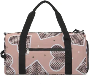 Snake Skin Shape Heart Duffel Bag with Shoe Compartment Lightweight for Travel Gym