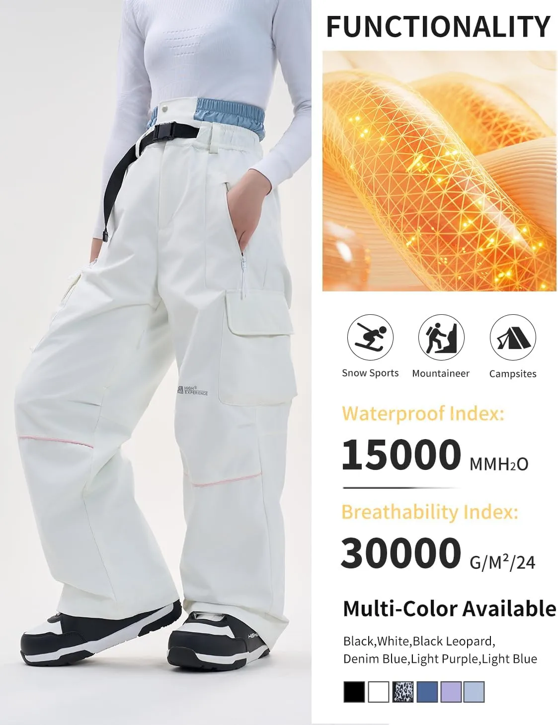 Snowboard Pants for Women Men Baggy Ski Pants Loose Warm Insulation Waterproof Windproof