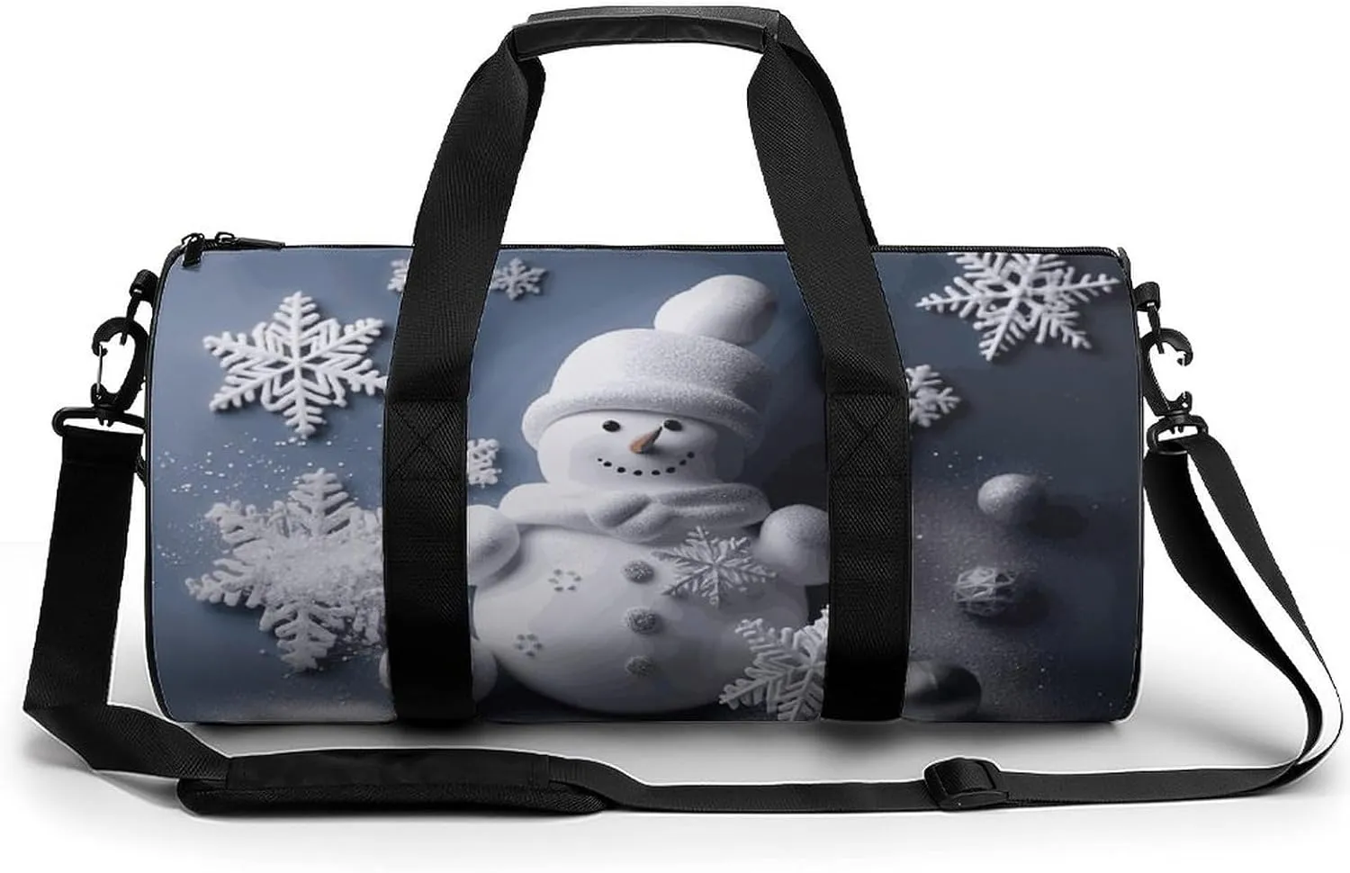 Snowman Stars And Snowflakes Sport Gym Duffle Travel Bag for Women Men Overnight Weekender Bag with Shoe Compartment,Wet Pocket