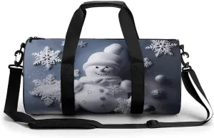 Snowman Stars And Snowflakes Sport Gym Duffle Travel Bag for Women Men Overnight Weekender Bag with Shoe Compartment,Wet Pocket