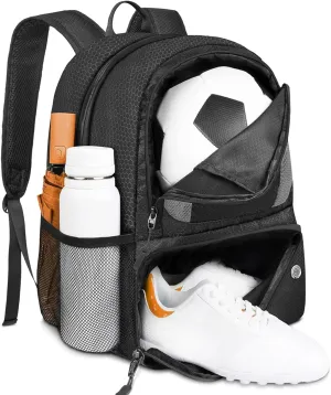 Soccer Backpack 13x17x8 Capacious Soccer Bag with Ball & Shoes Compartment, Breathable Multi-Use Volleyball Backpack for Carrying, Basketball, Football