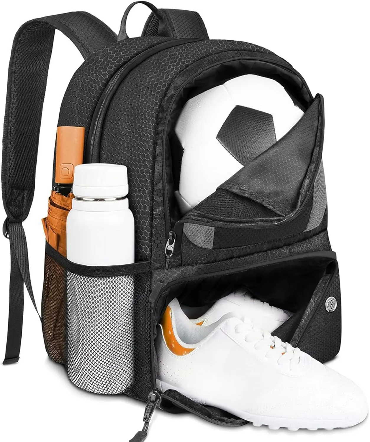 Soccer Backpack 13x17x8 Capacious Soccer Bag with Ball & Shoes Compartment, Breathable Multi-Use Volleyball Backpack for Carrying, Basketball, Football
