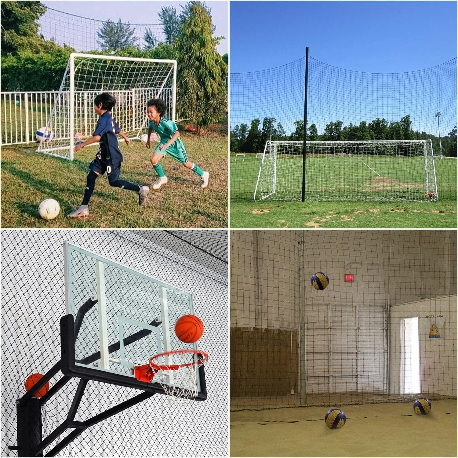 Soccer Backstop Net, High Impact Barrier Net, Nylon Practice Sports Netting 10x20ft/10x30ft/10x40ft (Installation Rope Included)