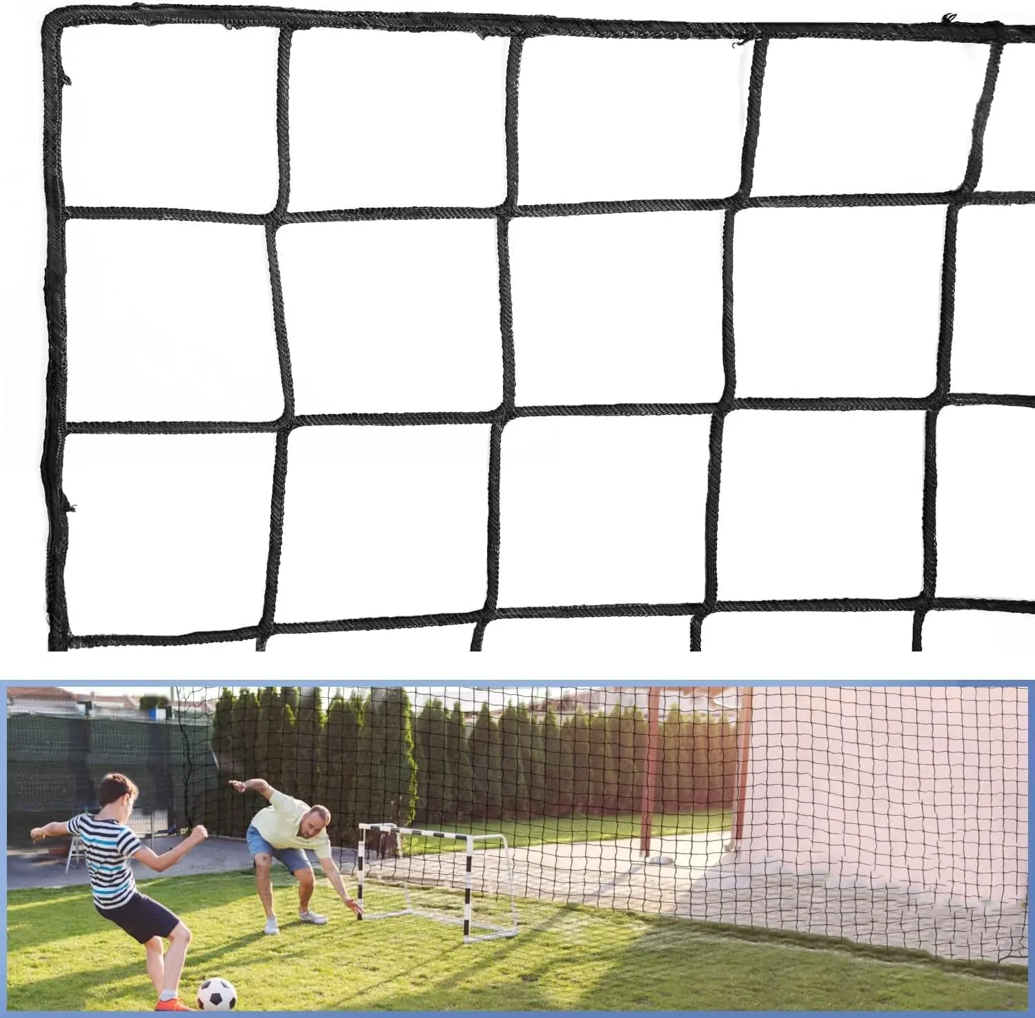 Soccer Backstop Net, High Impact Barrier Net, Nylon Practice Sports Netting 10x20ft/10x30ft/10x40ft (Installation Rope Included)