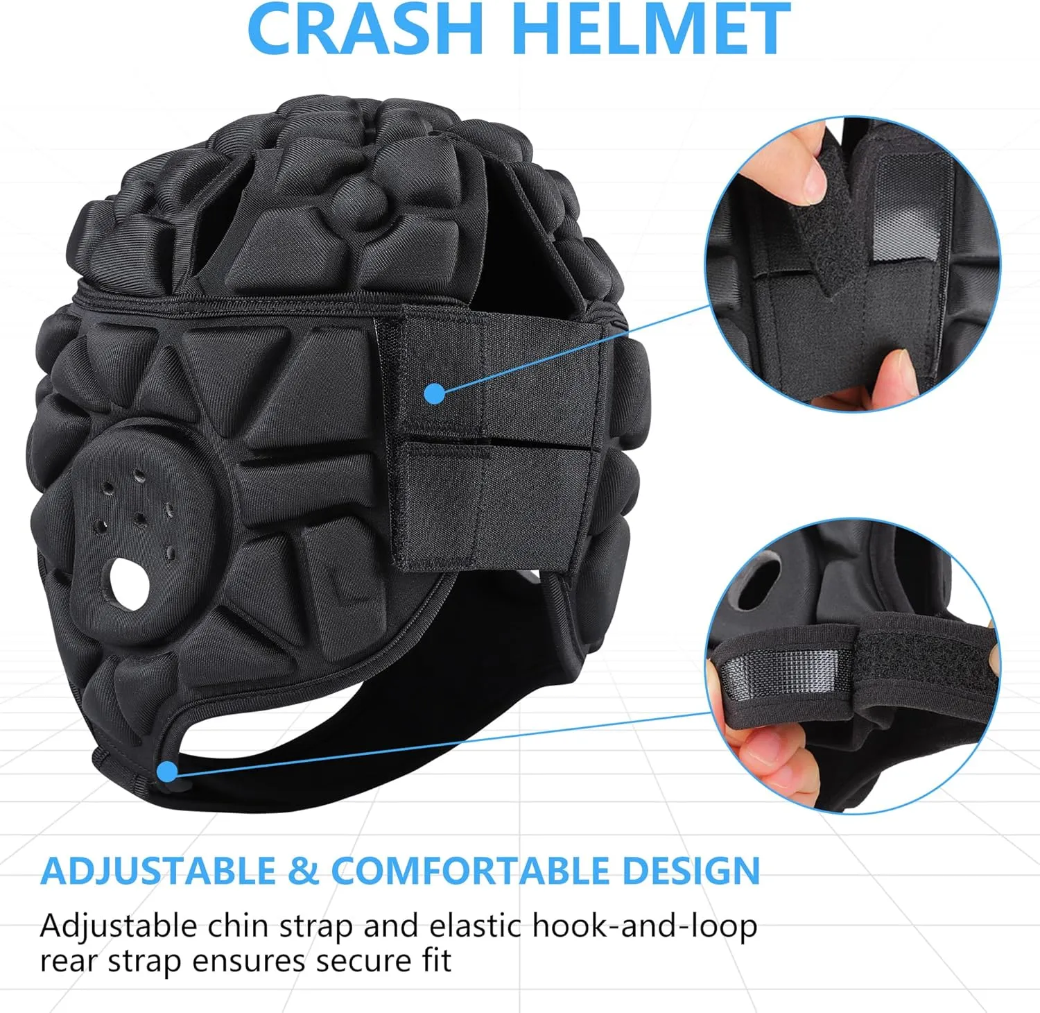 Soft Shell Flag Football Helmet for Youth Kids Adults, 7v7 Rugby Scrum Cap with Adjustable Breathable EVA Foam Padded Head Protector