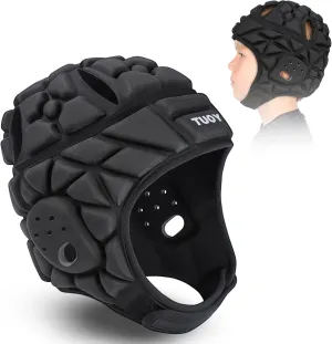 Soft Shell Flag Football Helmet for Youth Kids Adults, 7v7 Rugby Scrum Cap with Adjustable Breathable EVA Foam Padded Head Protector