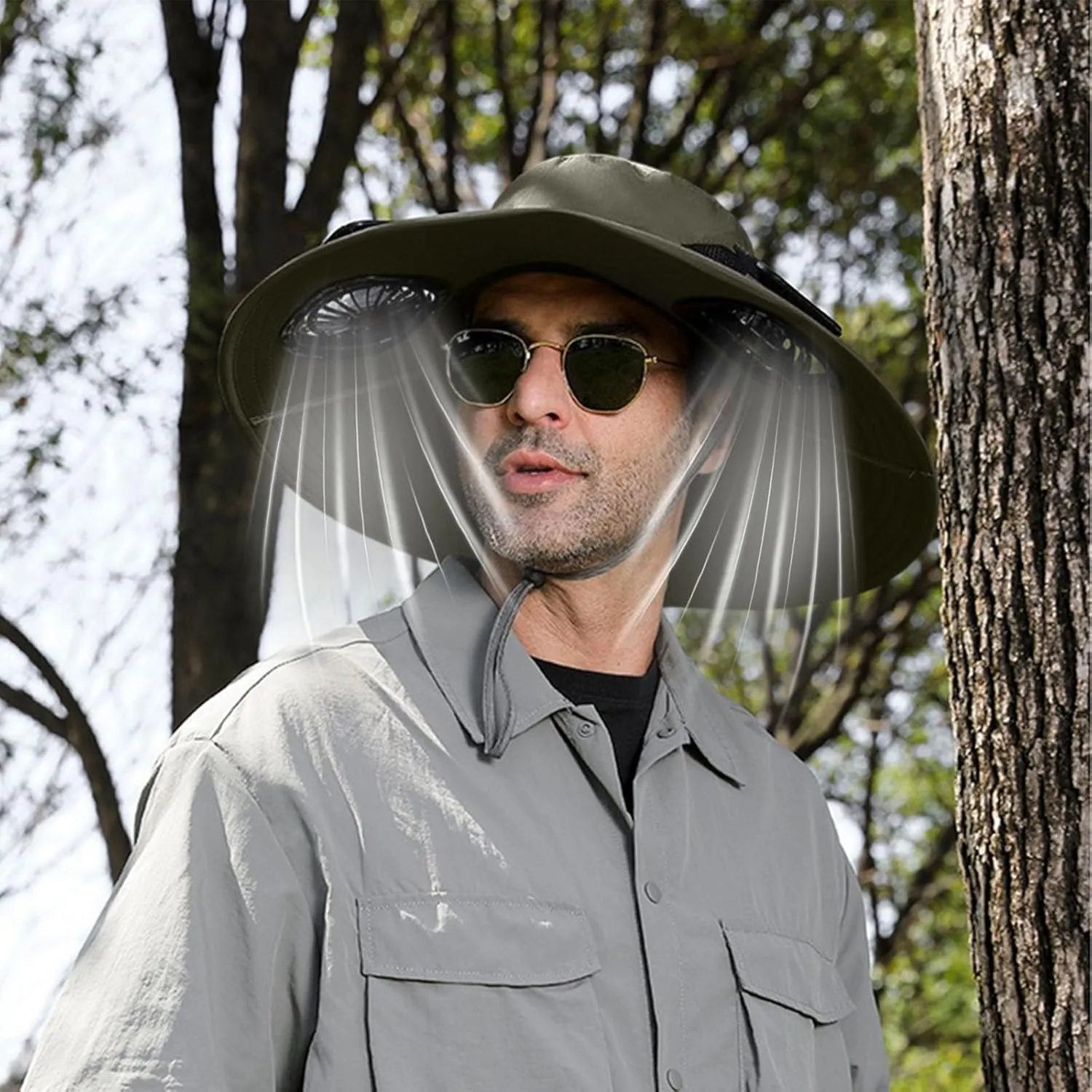 Solar Fan Hat, Outdoor Wide Brim Sun Hat with 2 Solar Fan, Cooling Fishing Hats for Adult Men Women