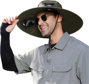Solar Fan Hat, Outdoor Wide Brim Sun Hat with 2 Solar Fan, Cooling Fishing Hats for Adult Men Women