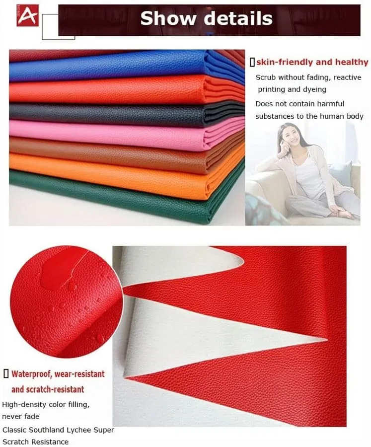 Solid Color Lychee Grain Texture PU Synthetic Leather Sheet 39.4" x 55" (100x140cm) Perfect for Making Hair Bow Handbag DIY Projects 1 Piece(Mustard,1.4x4m)