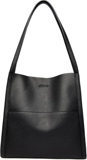 Solid Color Simple Genuine Leather Shoulder Bag, Soft Leather Handbags For Women, Leather Tote Bag For Women