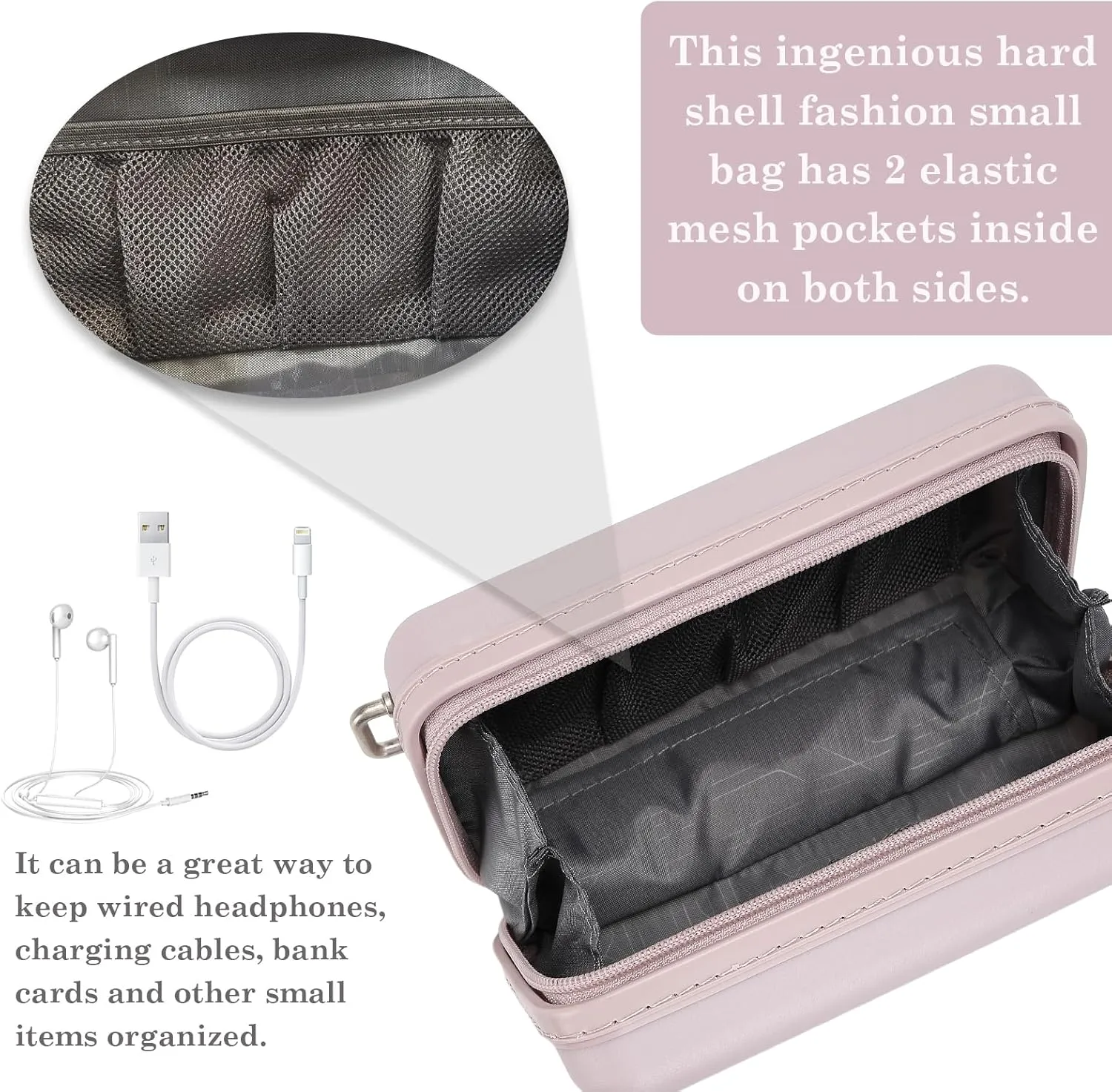 Somago Hard Shell Small Festival Handbag with Adjustable Strap, Crossbody Cell Phone Purse, 6 Inch Cosmetic Bag