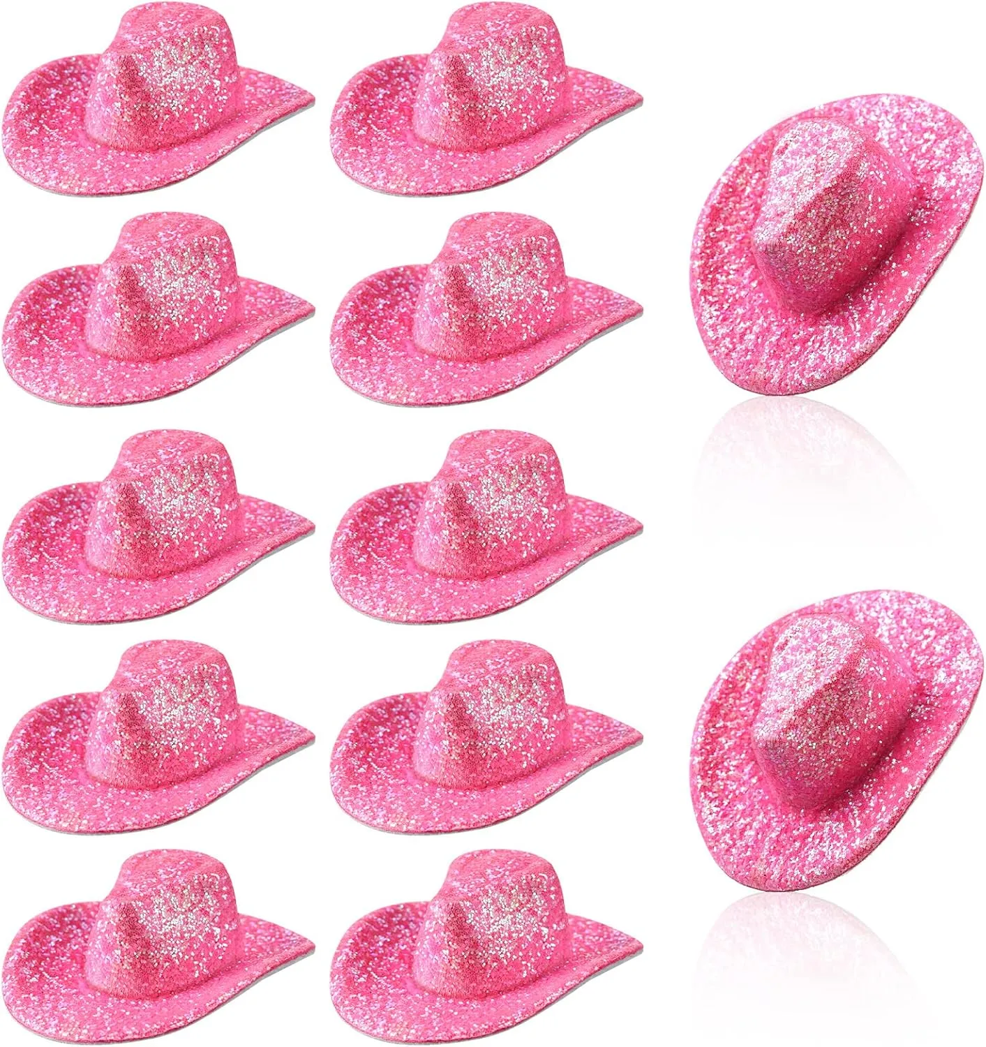 Sotiff 12 Pcs Mini Western Cowboy Cowgirl Hat Small Disco Hat Miniature Cute Cap for Party Drinks Cupcake Toppers