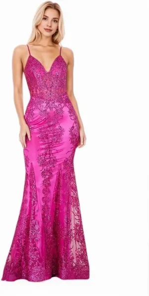 Sparkle Mermaid V Neck Sleeveless Lace Court Train Evening Sequin Prom Dress
