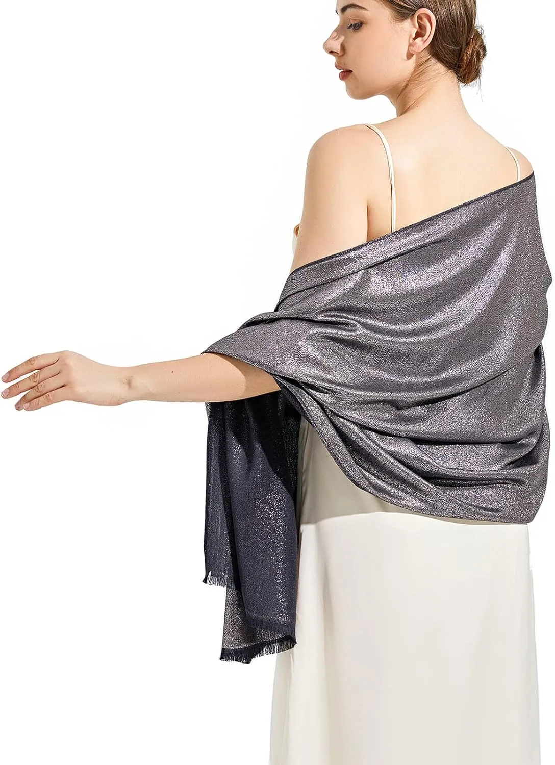 Sparkling Metallic Pashmina Shawl Wraps Scarf for Evening Party Bridal Wedding Formal Dresses