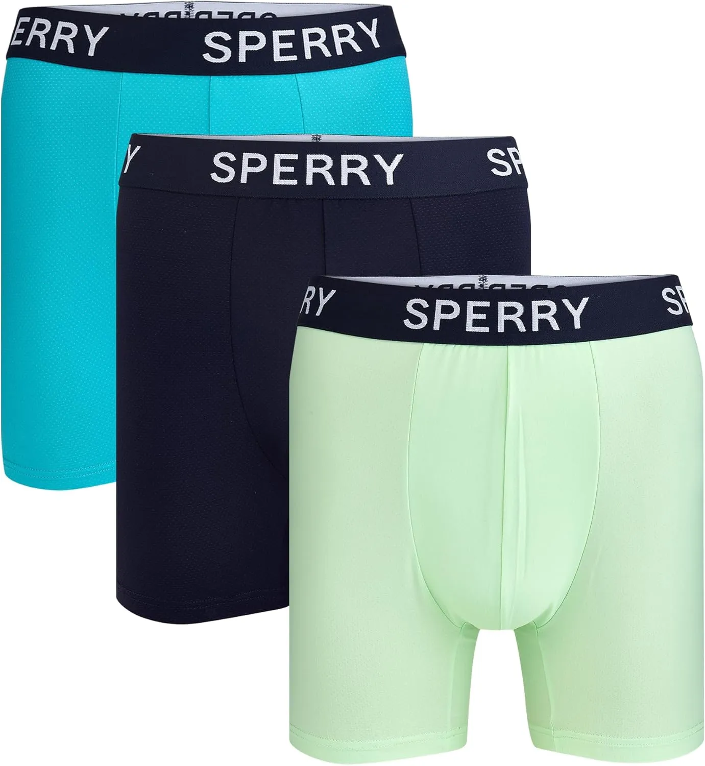 Sperry 3-Pack Mens Quick Dry Performance Mesh Boxer Briefs – Moisture Wicking, Cooling, Breathable Nylon Mens Athletic Boxers