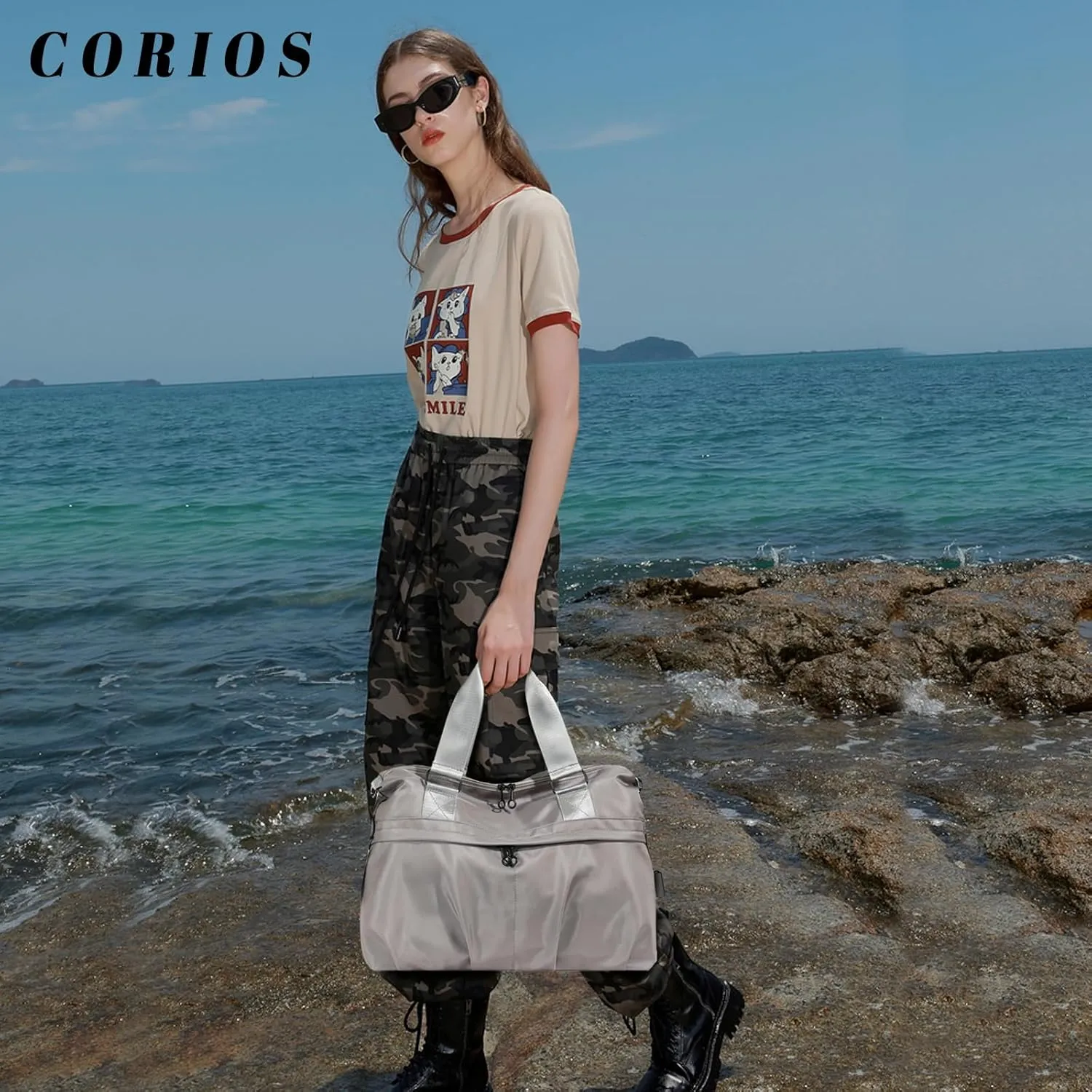 Sport Duffel Bag for Women Travel Duffel Bag Ultra-Light Weekend Shoulder Bag Overnight Bag Large Gym Tote Bag Hospital Bag Carry On Luggage Crossbody Bag for Sport Gym Travel Grey
