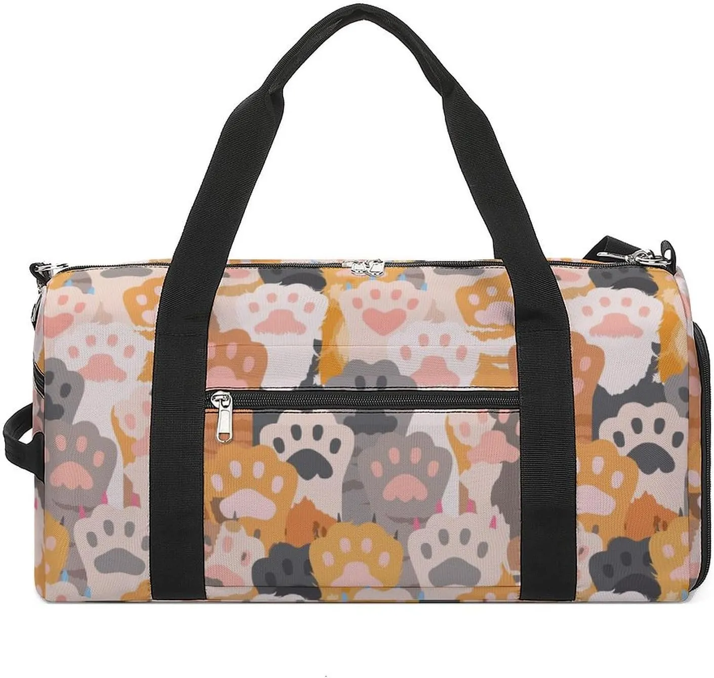 Sport Gym Duffel with Shoe Compartment Wet Pocket, Cats-paw-pattern-cute Shoulder Travel Bag for Women Men