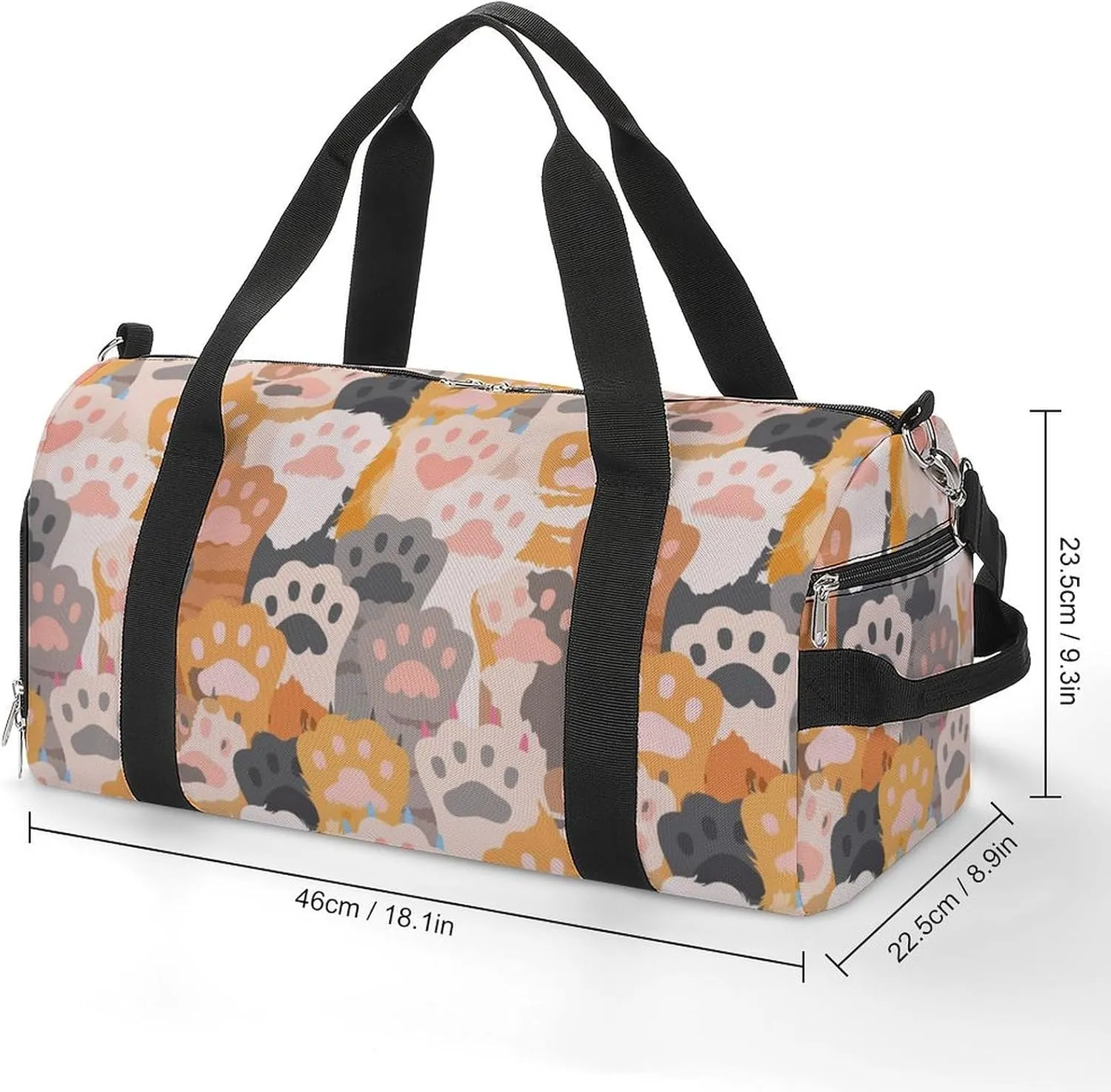 Sport Gym Duffel with Shoe Compartment Wet Pocket, Cats-paw-pattern-cute Shoulder Travel Bag for Women Men