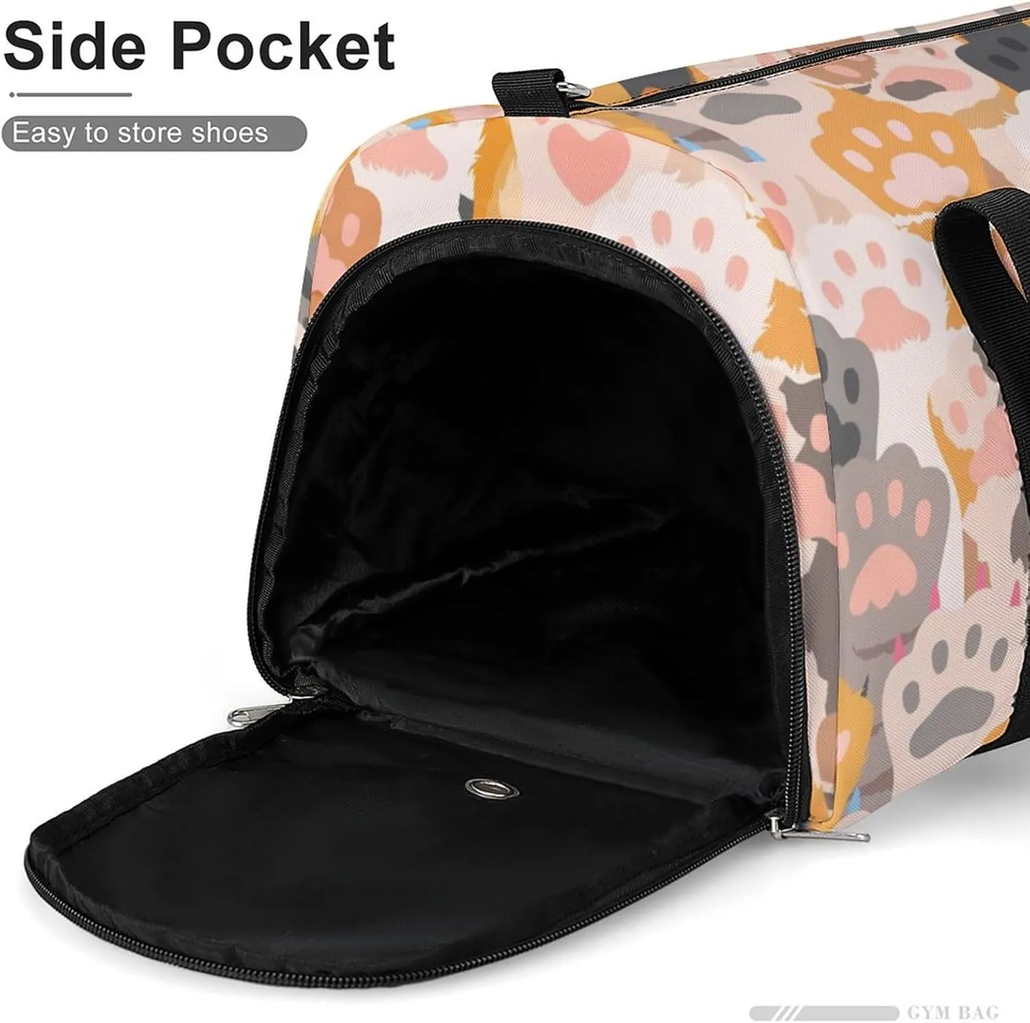 Sport Gym Duffel with Shoe Compartment Wet Pocket, Cats-paw-pattern-cute Shoulder Travel Bag for Women Men