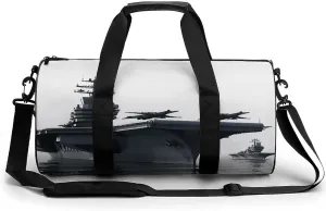 Sport Gym Duffle Travel Bag for Women Men Overnight Weekender Bag with Shoe Compartment,Wet Pocket Aircraft Carrier