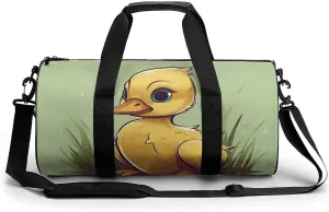 Sport Gym Duffle Travel Bag for Women Men Overnight Weekender Bag with Shoe Compartment,Wet Pocket Little Duck with Blue Eyes
