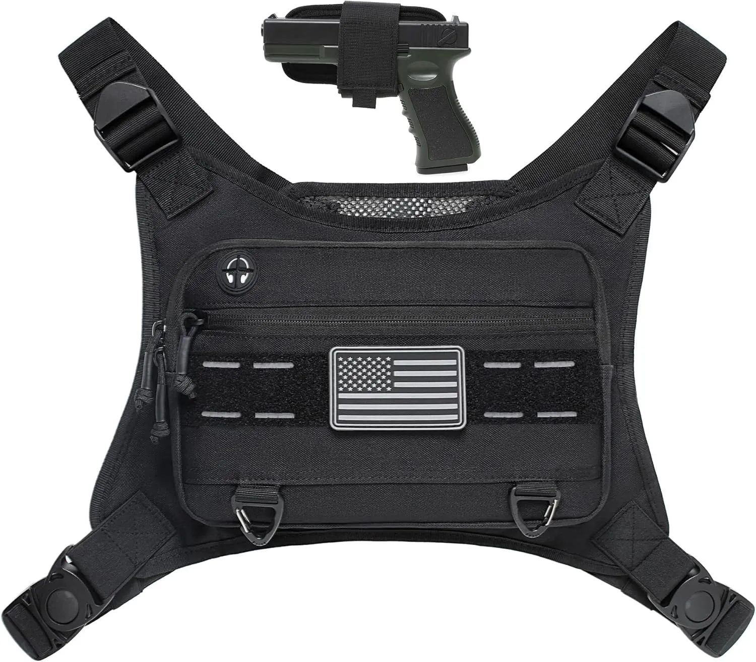 Sports Chest Pack for Men Front Chest Bag Fits Most Pistols Chest Pouch Harness for Running, Hiking, Workouts