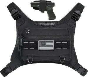 Sports Chest Pack for Men Front Chest Bag Fits Most Pistols Chest Pouch Harness for Running, Hiking, Workouts