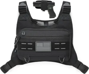 Sports Chest Pack with Pistol Holder Front Chest Bag for Men Chest Pouch Harness for Running, Hiking, Workouts