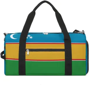 Sports Duffel Bag with Karakalpakstan Flag for Men Women Shoe Compartment Travel