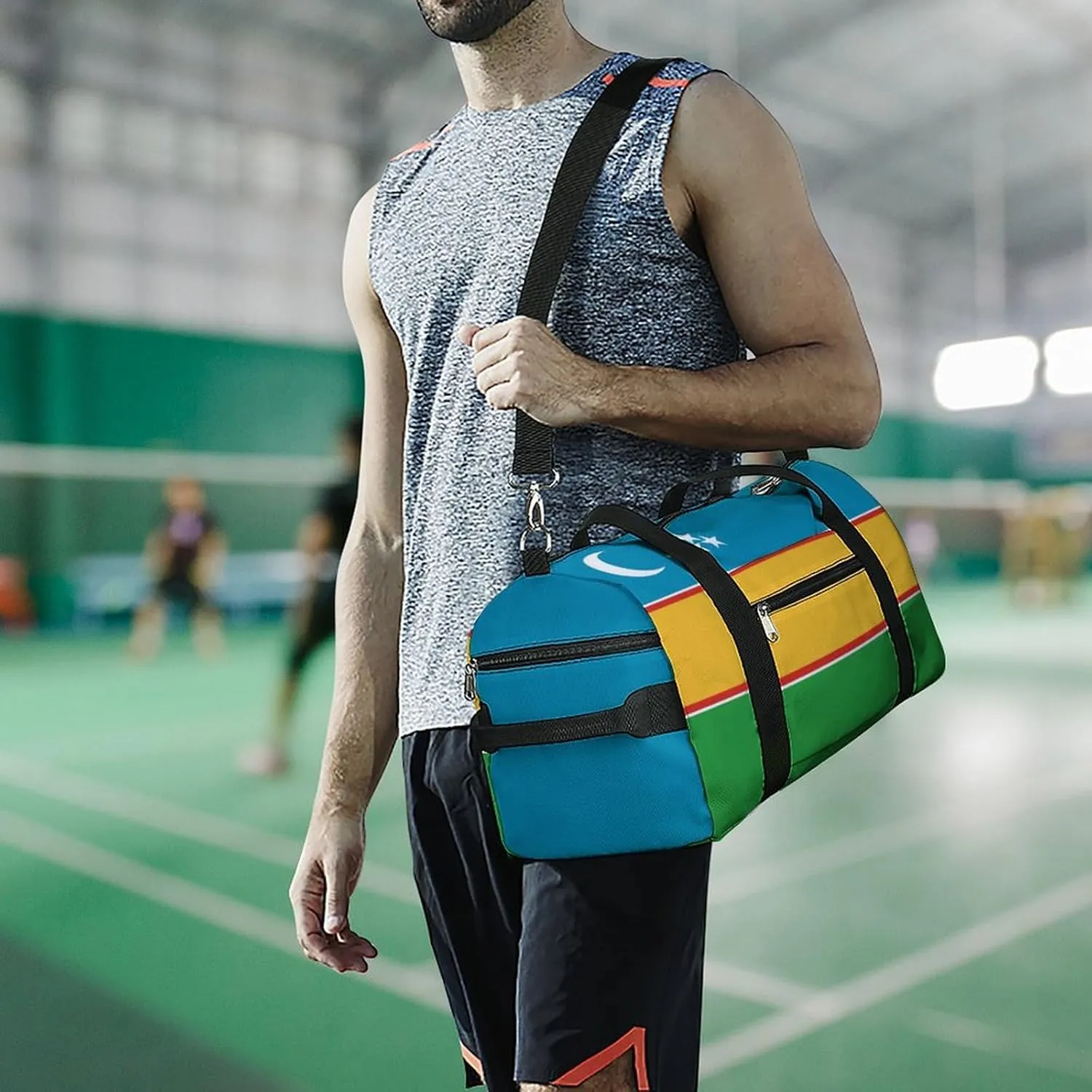 Sports Duffel Bag with Karakalpakstan Flag for Men Women Shoe Compartment Travel
