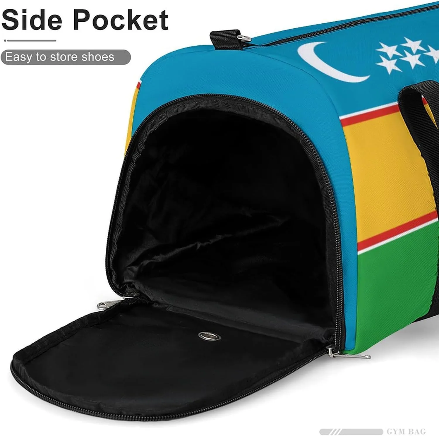Sports Duffel Bag with Karakalpakstan Flag for Men Women Shoe Compartment Travel