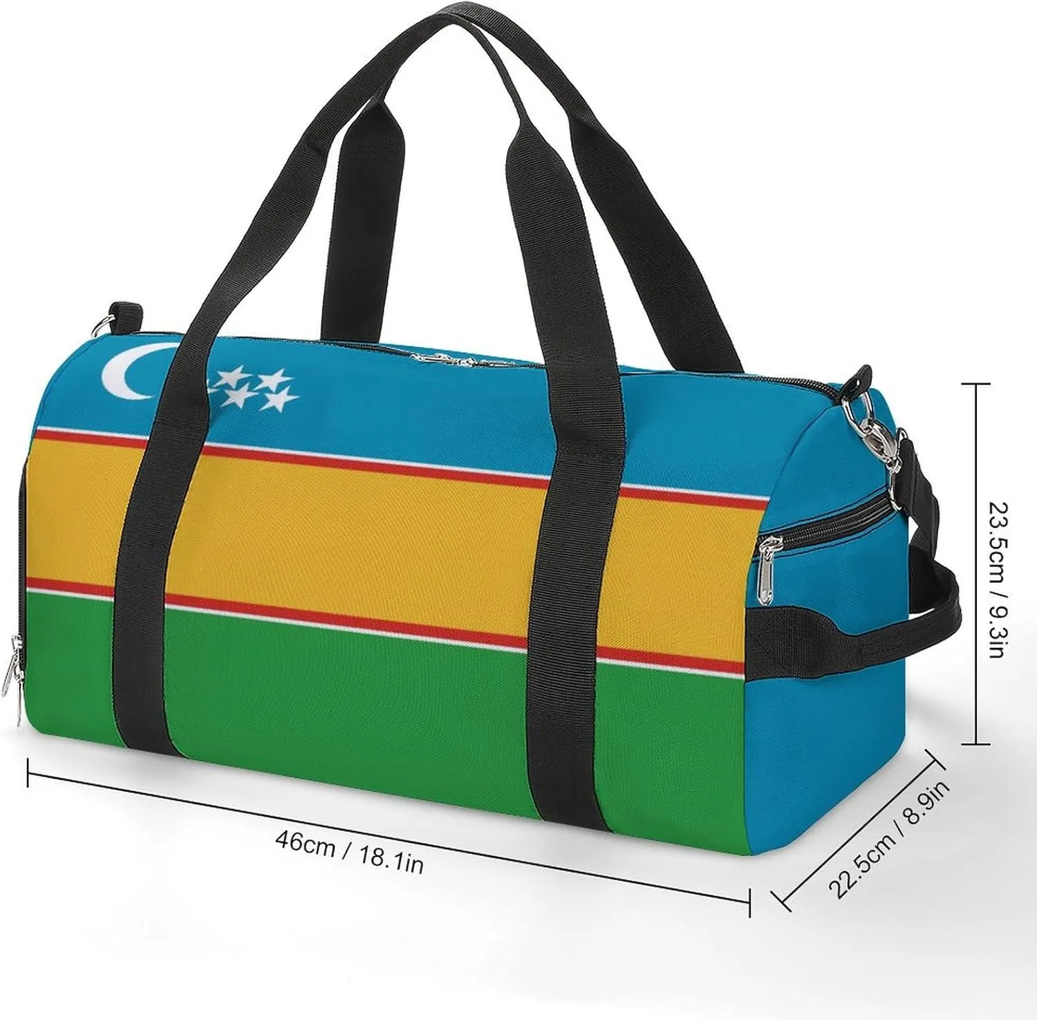 Sports Duffel Bag with Karakalpakstan Flag for Men Women Shoe Compartment Travel