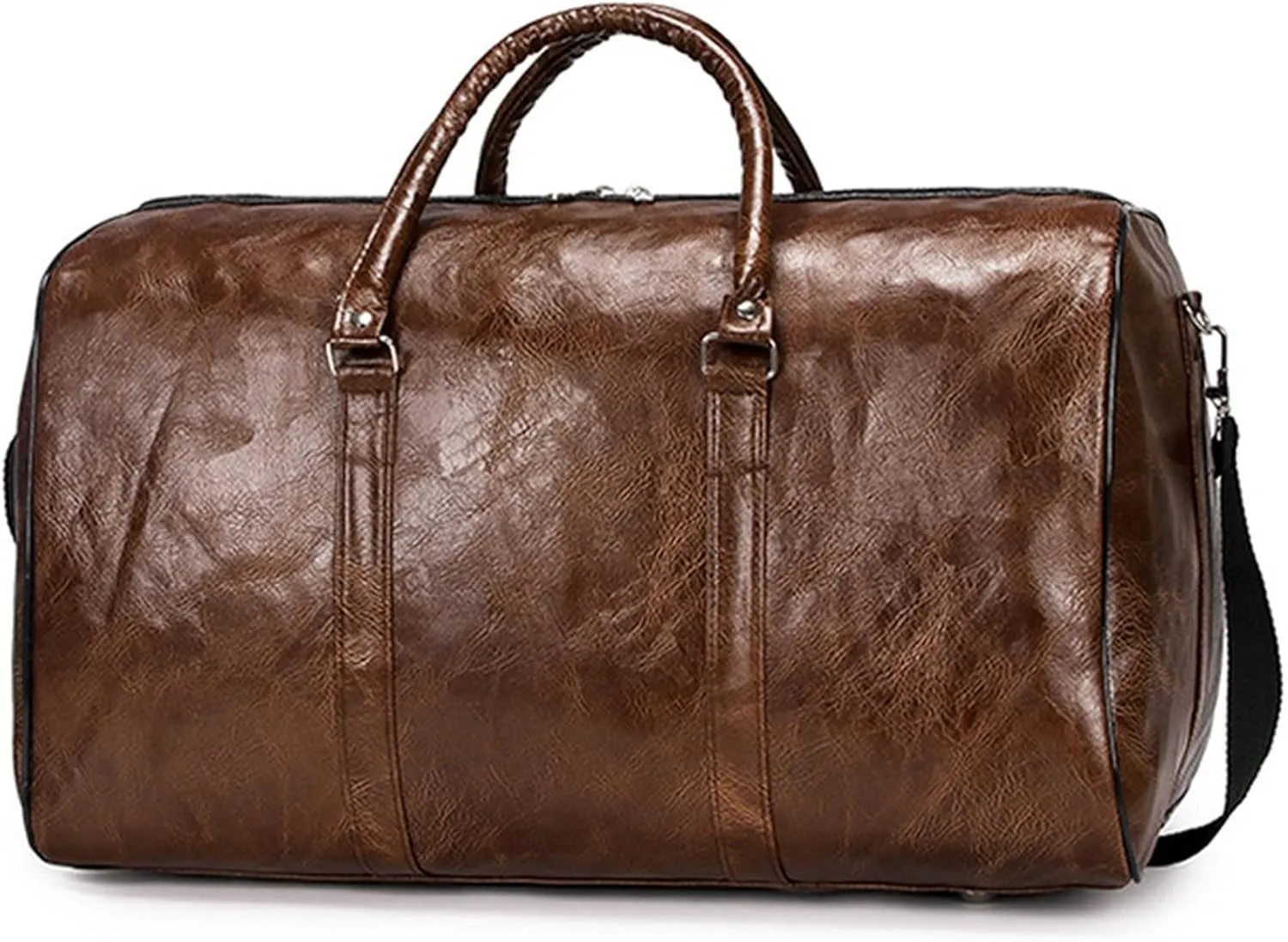 Sports Duffel Bags Large Capacity Short-Distance Travel Bag Women Soft PU Leather Travel Bag Duffel Bag Casual Men Sports Fitness Handbag(Brown)