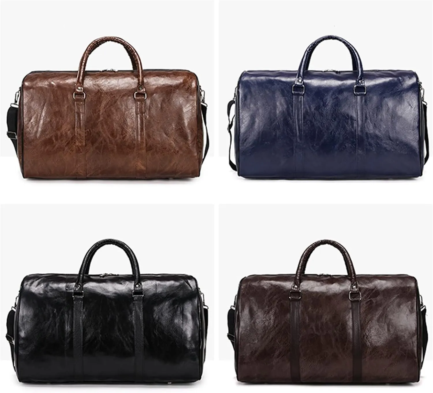 Sports Duffel Bags Large Capacity Short-Distance Travel Bag Women Soft PU Leather Travel Bag Duffel Bag Casual Men Sports Fitness Handbag(Brown)