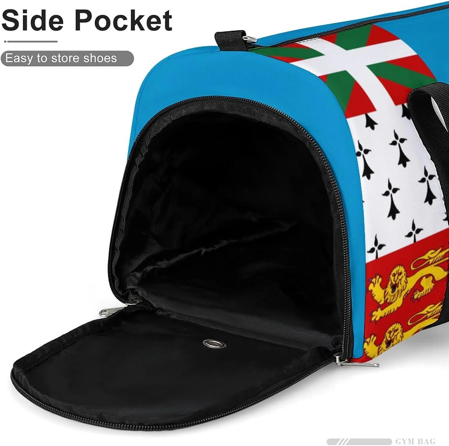 Sports Gym Bag Saint Pierre Miquelon Flag Duffel with Shoe Compartment Waterproof Travel Weekender