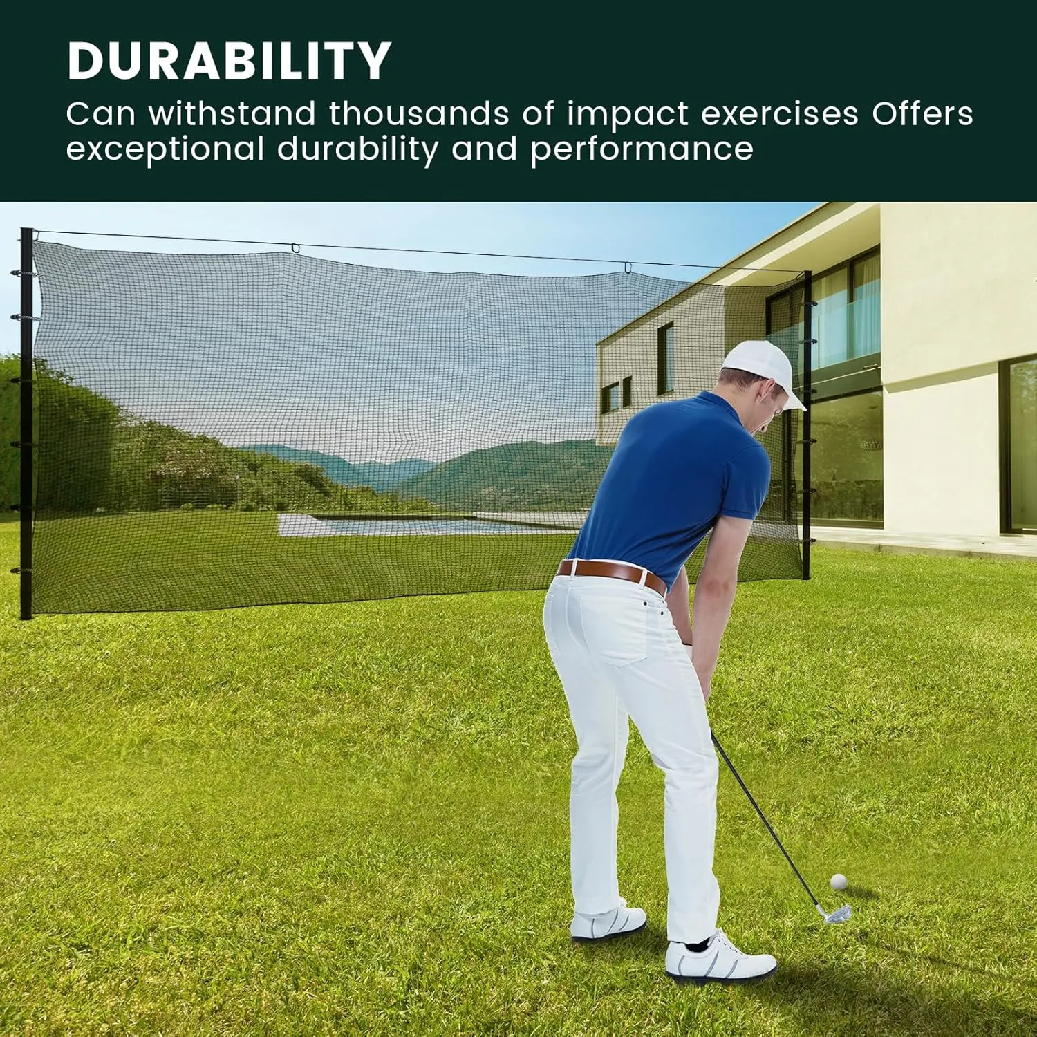 Sports Netting,Hitting Net with 33Feet Nylon Rope for Golf, Baseball, Hockey, Soccer, LAX and More