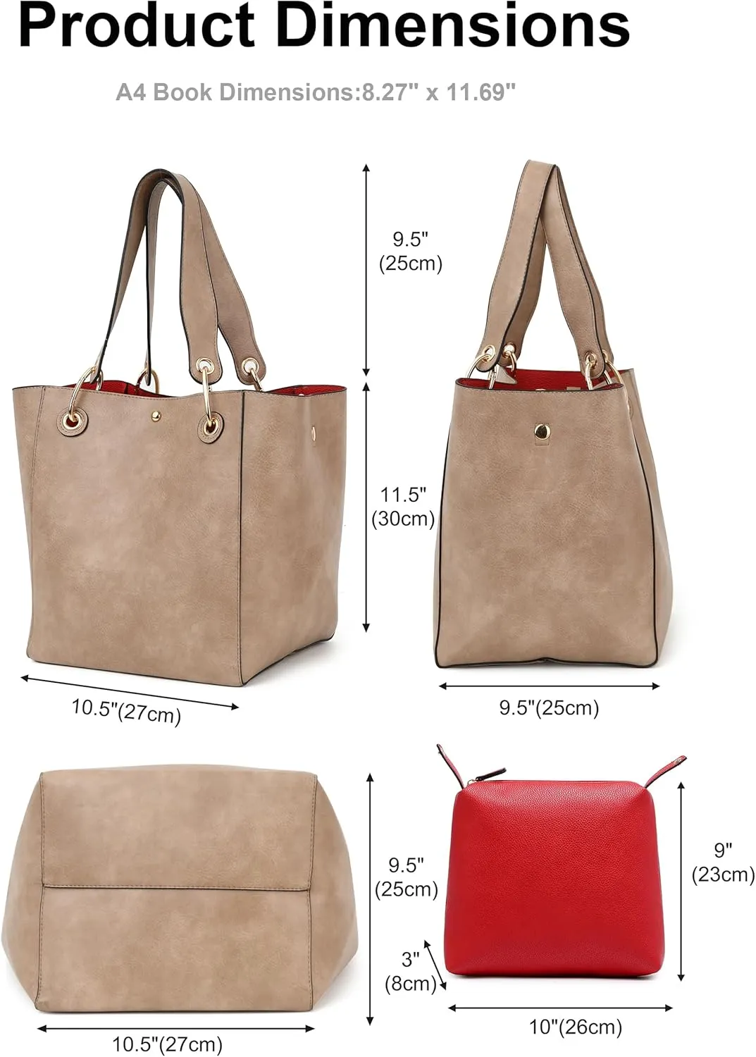sqlp Large Work Tote Bag for Women Designer Purses and Handbags Big Bucket bags Ladies Travel Crossbody Purse Fuchsia