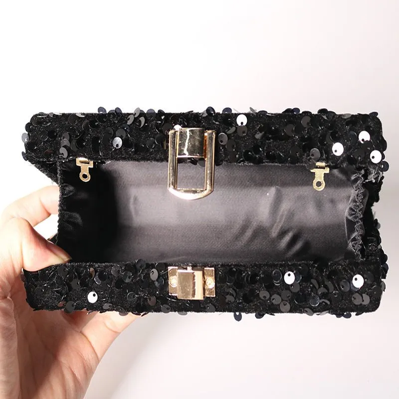 Square Elegant Sequined Evening Clutch Purse