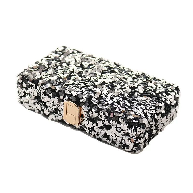 Square Elegant Sequined Evening Clutch Purse