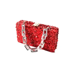 Square Elegant Sequined Evening Clutch Purse