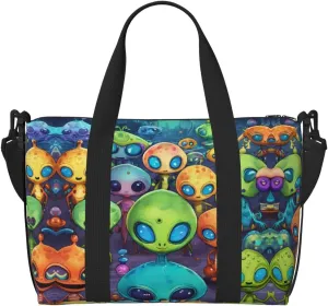 SSIMOO Astronaut And Alien Print Versatile Travel Duffel Bag,The Companion For Business And Personal Trips, Black