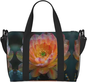 SSIMOO Cactus Floral Bloom Print Versatile Travel Duffel Bag,The Companion For Business And Personal Trips, Black