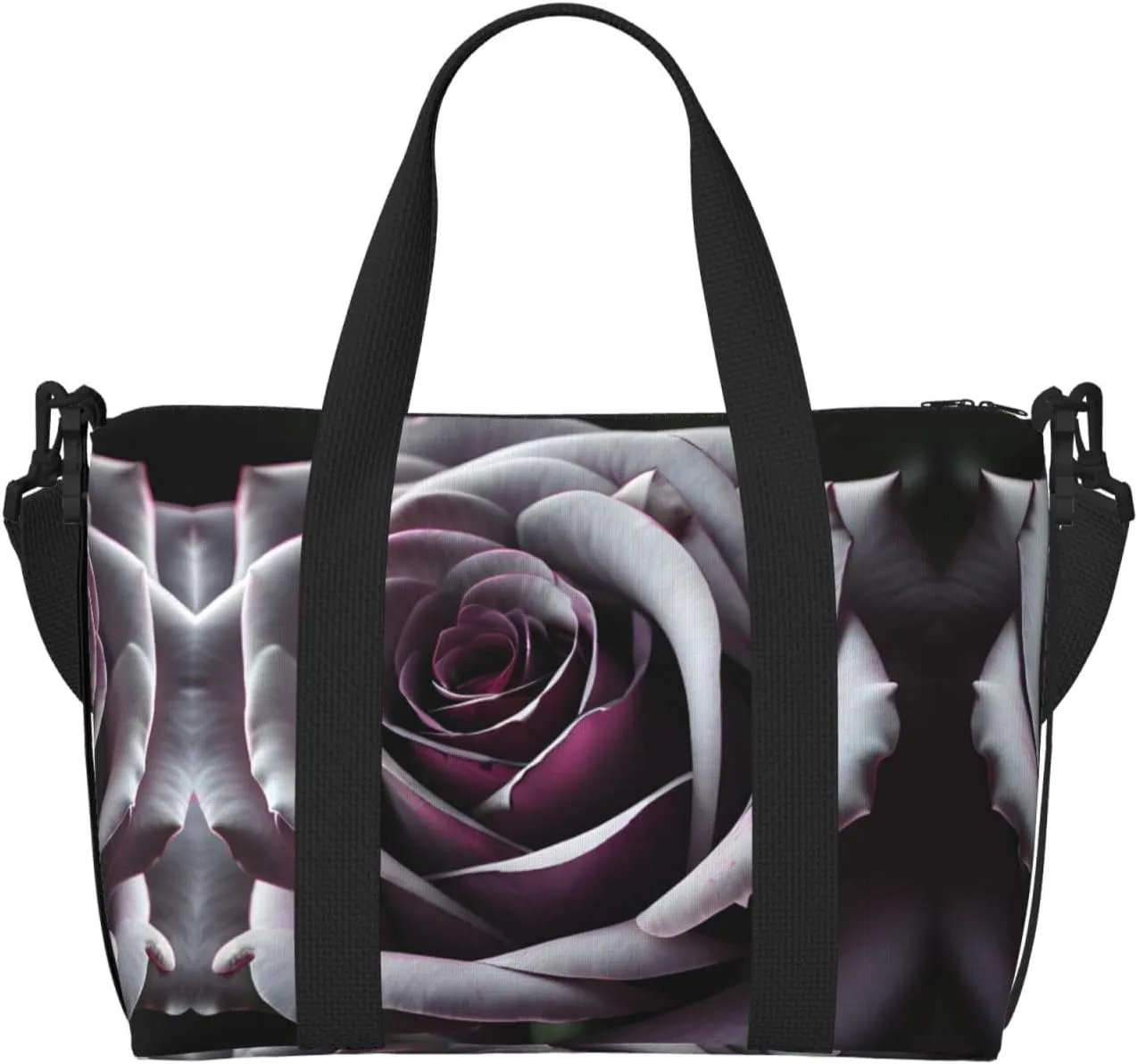 SSIMOO Gothic Rose Flower Print Versatile Travel Duffel Bag,The Companion For Business And Personal Trips, Black