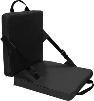 Stadium Seats, 14.96 x 13.39 x 1.57IN Folding Chair Cushion with Lumbar and Back Support Portable Folding Reclining Stadium Chairs with Padded Cushion Seats for Sporting Outdoor Camping(Black)