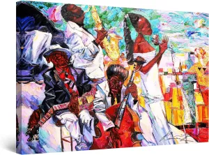 Startonight Canvas Wall Art - Jazz Girl - Stretched Print, Modern for Bedroom or Living Room, Office Ready to Hang Home Decor Unique Luminous Artwork 32" x 48" Day & Night Effect